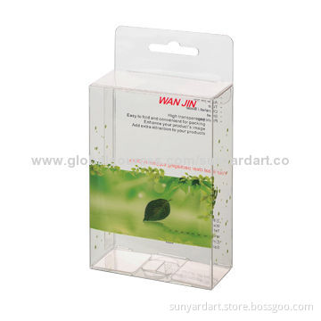Clear plastic folding box with soft crease, in offset printing